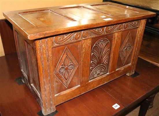 Small carved oak blanket box